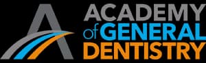 academy-of-general-dentistry-logo-with-gray-blue-and-orange-text-and-abstract-bridge-design-on-transparent-background
