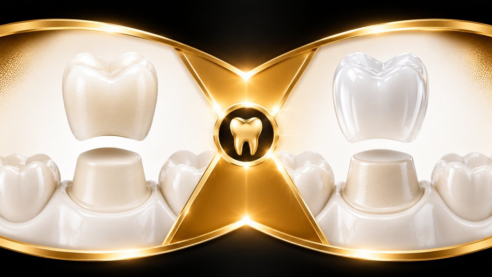 Photo Ceramic Crown Vs Porcelain Comparison Above Prepared Tooth Models Illustration